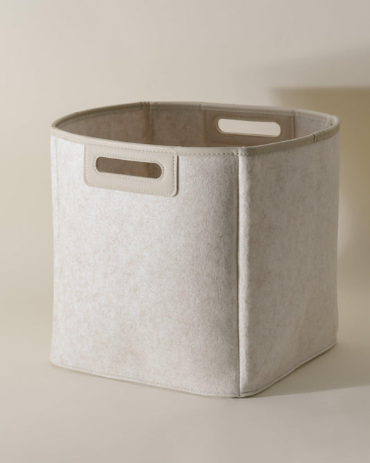 Rinan 12-Inch Premium Heavy-Duty Felt Storage Bin Large Organizer Basket with Handles