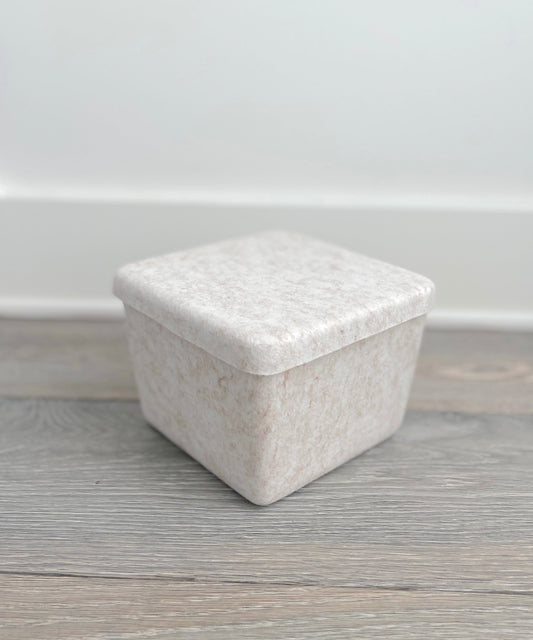 Rinan Sculpted Felt Petite Bin with Lid Small Desktop Countertop Drawer Storage Organizer Box