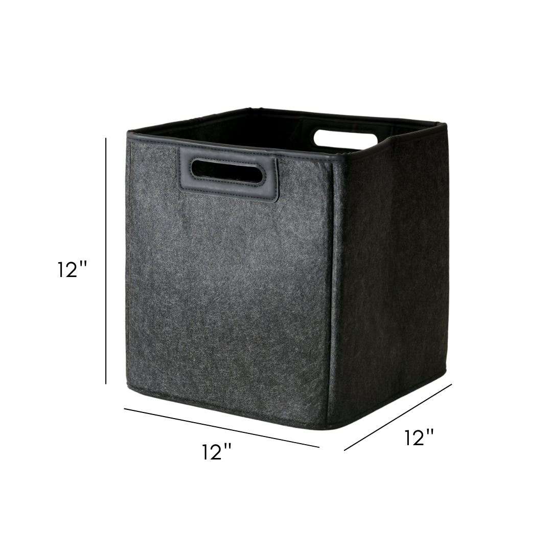 Rinan 12-Inch Premium Heavy-Duty Felt Storage Bin Large Organizer Basket with Handles