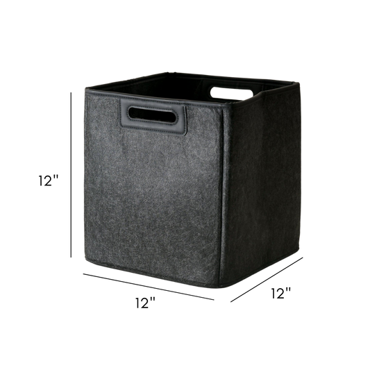 Rinan 12-Inch Premium Heavy-Duty Felt Storage Bin Large Organizer Basket with Handles