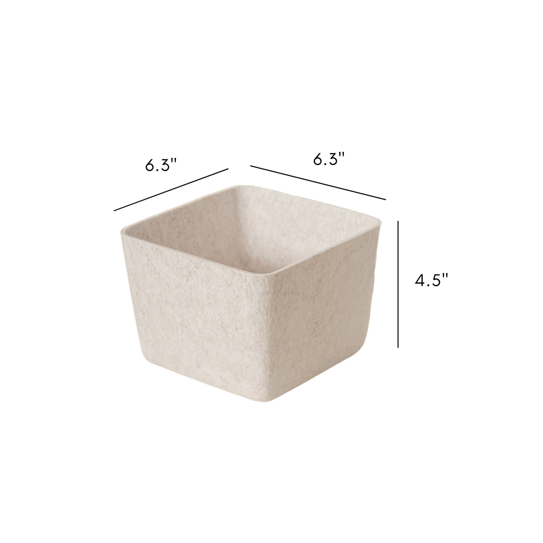 Rinan Sculpted Felt Petite Bin with Lid Small Desktop Countertop Drawer Storage Organizer Box