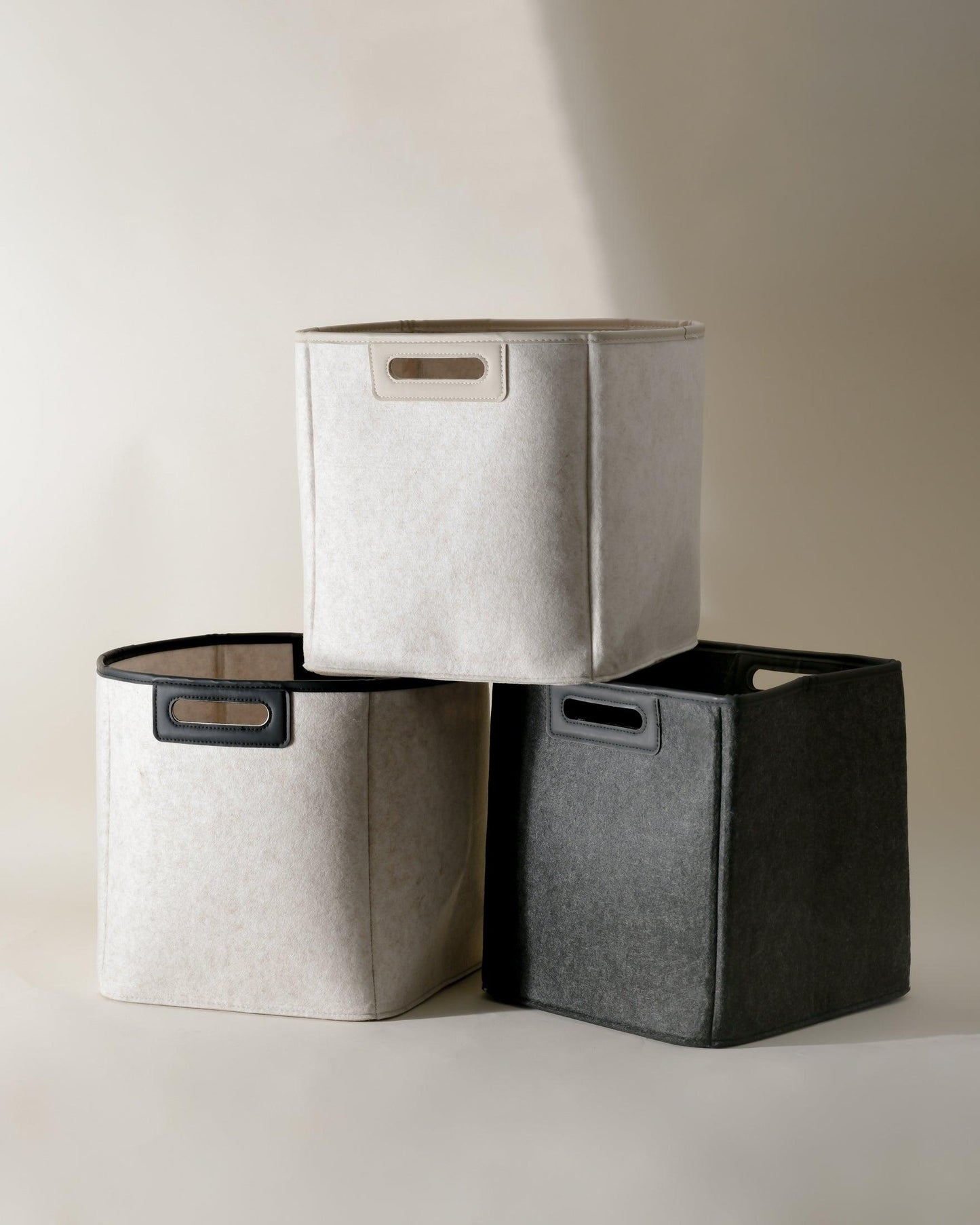 Rinan 12-Inch Premium Heavy-Duty Felt Storage Bin Large Organizer Basket with Handles
