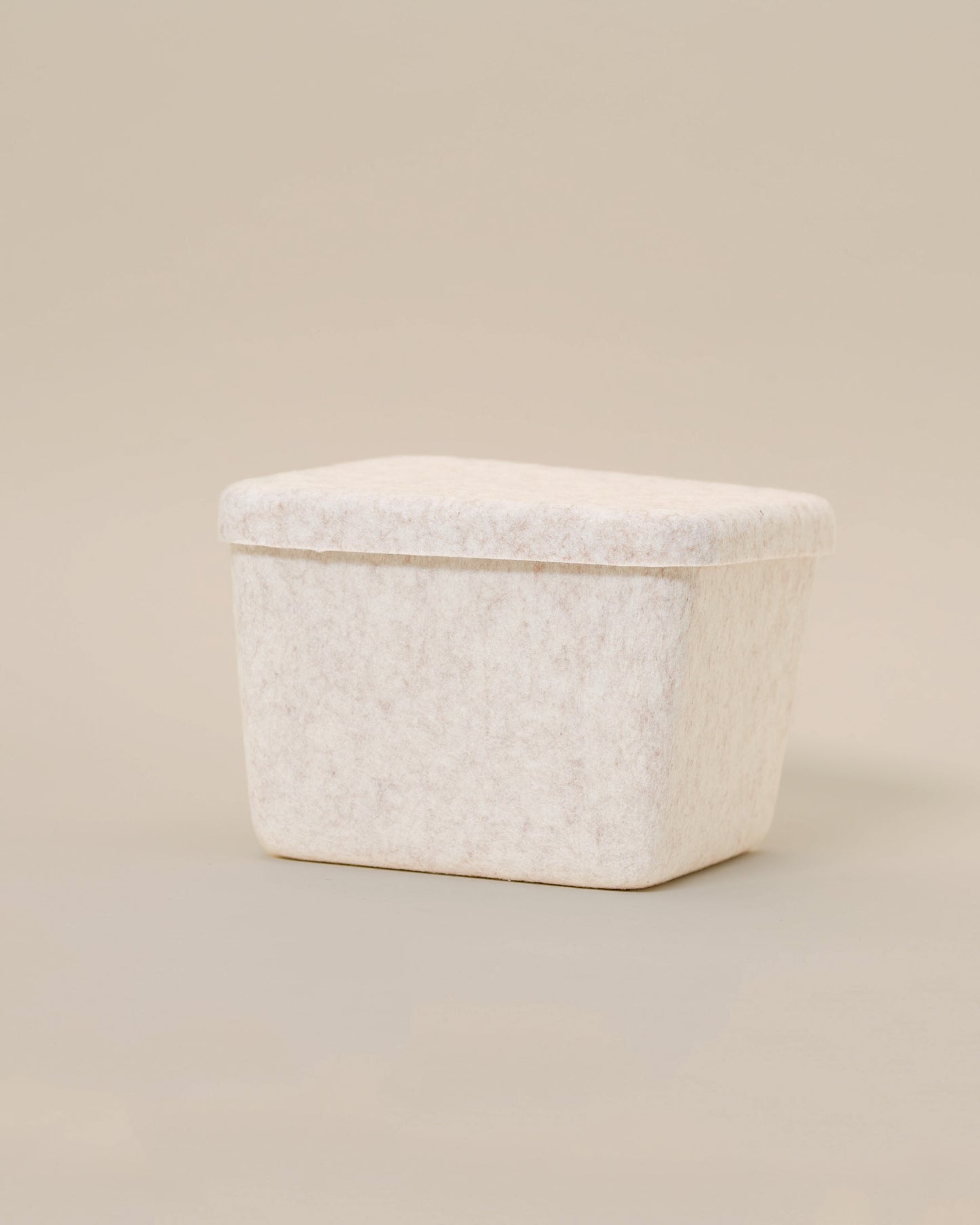 Rinan Sculpted Felt Petite Bin with Lid Small Desktop Countertop Drawer Storage Organizer Box