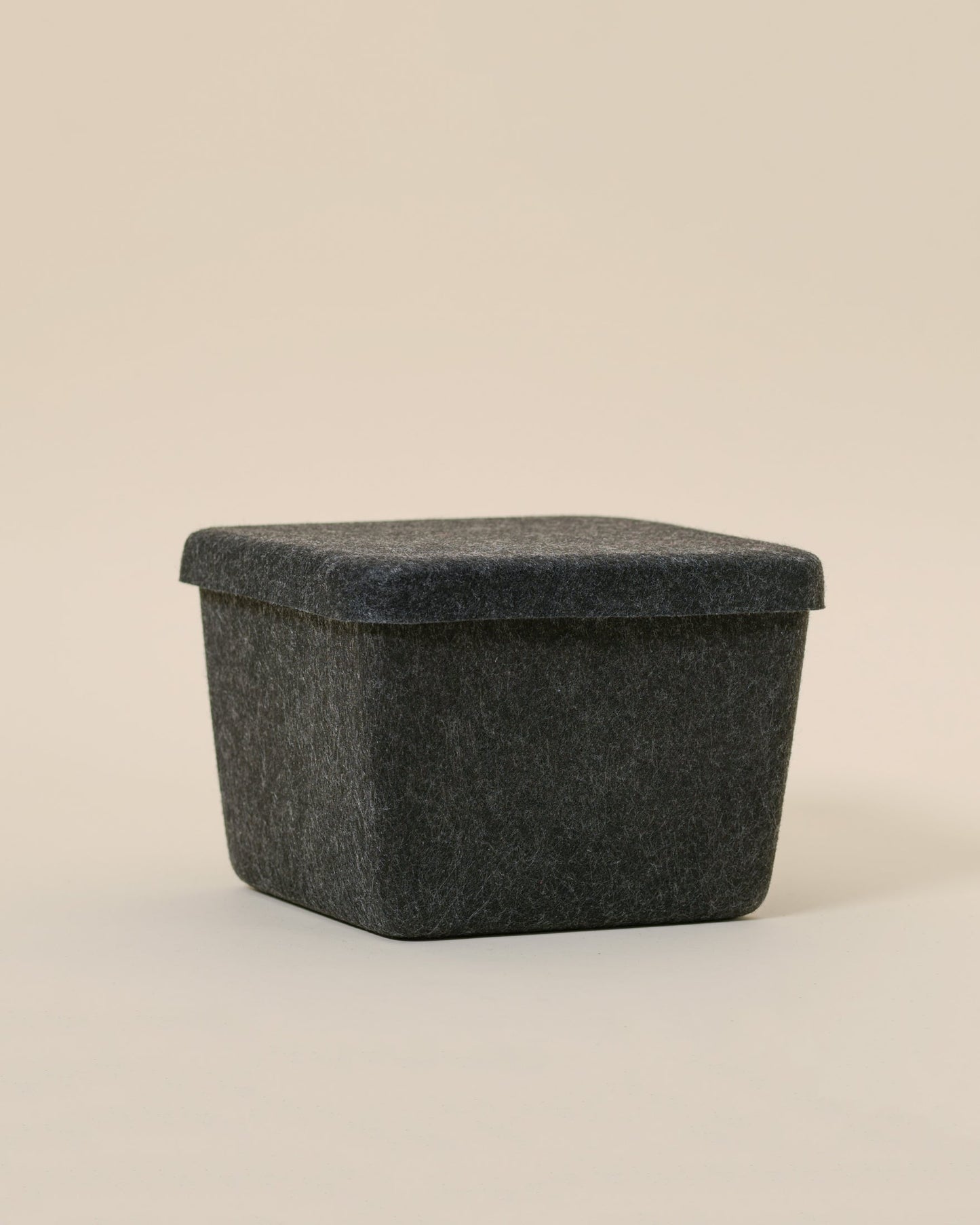 Rinan Sculpted Felt Petite Bin with Lid Small Desktop Countertop Drawer Storage Organizer Box